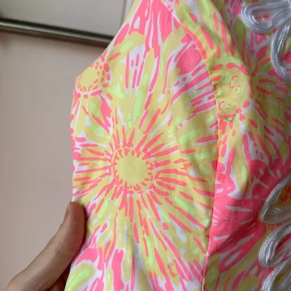 Lilly Pulitzer Janice Dress White Yellow Pink Sunkissed Glow Floral Shift 0 - Picture 7 of 9